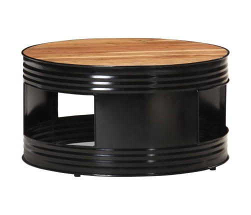 Mesa de centro de madera maciza de acacia negro 68x68x36 cm