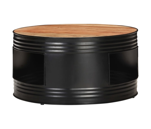 Mesa de centro de madera maciza de acacia negro 68x68x36 cm