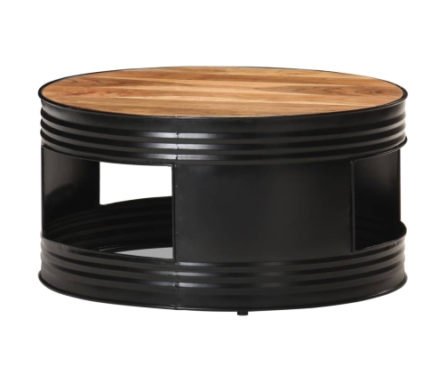 Mesa de centro de madera maciza de acacia negro 68x68x36 cm