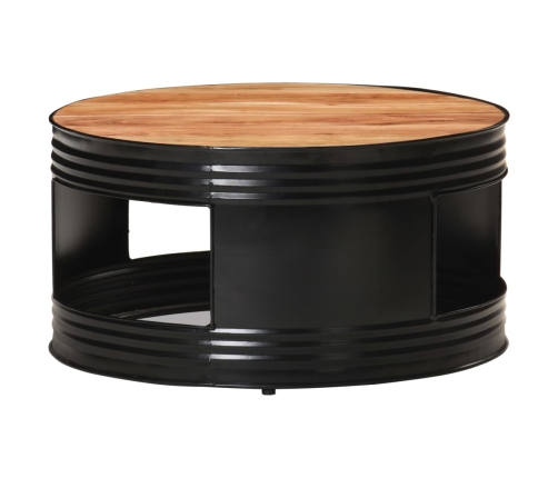 Mesa de centro de madera maciza de acacia negro 68x68x36 cm