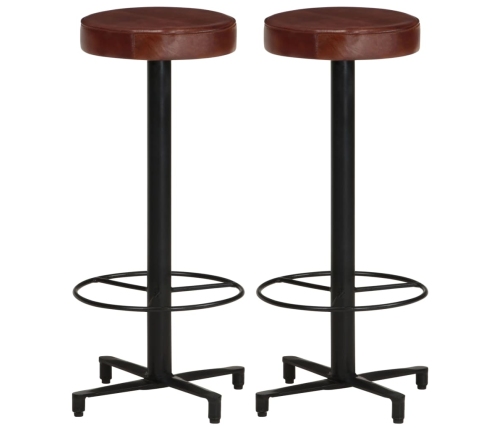 Taburetes de barra de cocina 2 unidades cuero auténtico 76 cm
