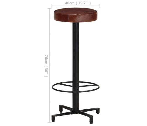 Taburetes de barra de cocina 2 unidades cuero auténtico 76 cm