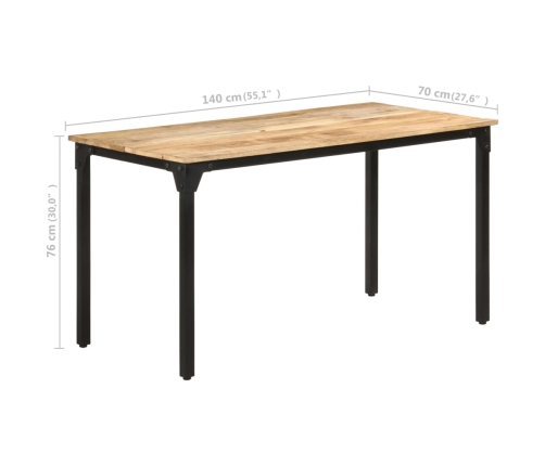 Mesa de comedor madera de mango rugosa 140x70x76 cm