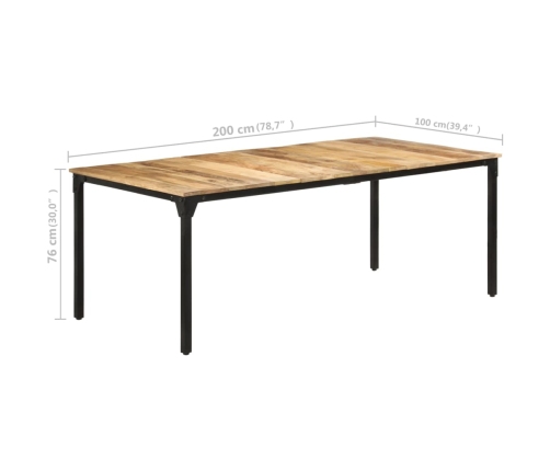 Mesa de comedor madera de mango rugosa 200x100x76 cm