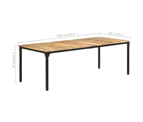 Mesa de comedor madera de mango rugosa 220x100x76 cm