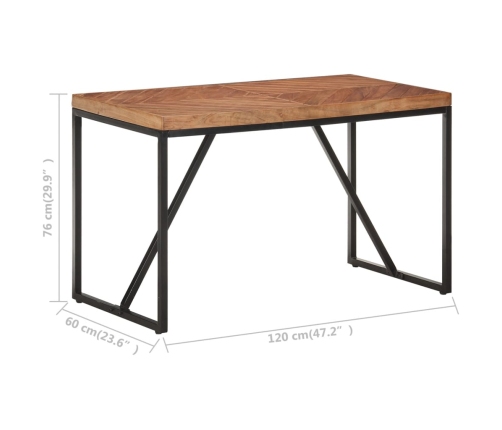 vidaXL Mesa de comedor madera maciza de acacia y mango 120x60x76 cm