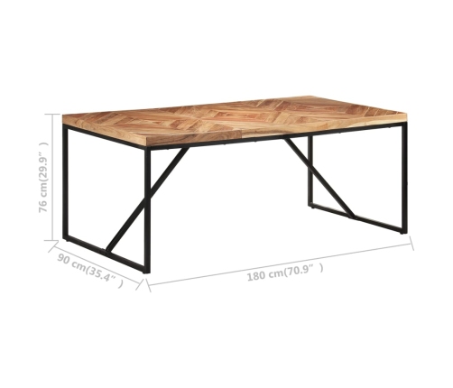 vidaXL Mesa de comedor de madera maciza de acacia y mango 180x90x76 cm