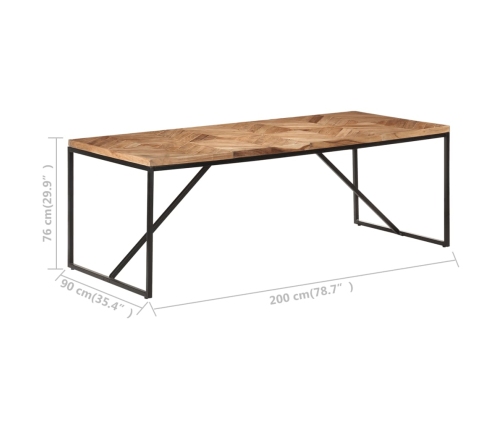 Mesa de comedor madera maciza de acacia y mango 200x90x76 cm