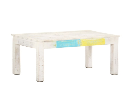 Mesa de centro de madera maciza de mango blanca 110x60x45 cm