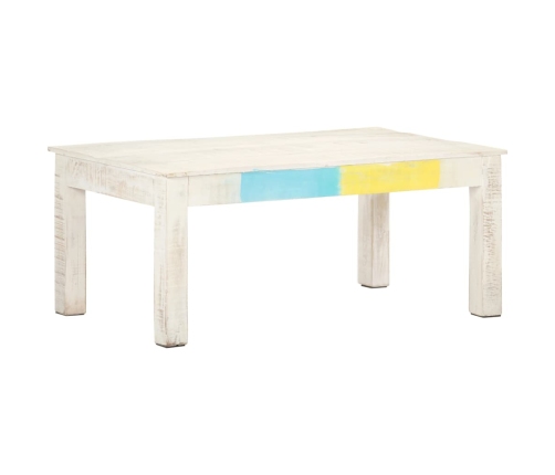 Mesa de centro de madera maciza de mango blanca 110x60x45 cm