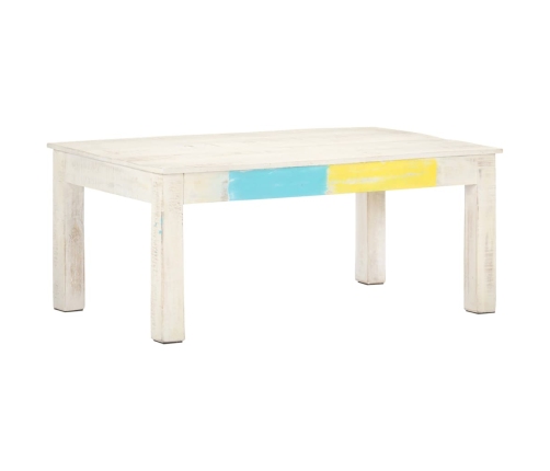 Mesa de centro de madera maciza de mango blanca 110x60x45 cm