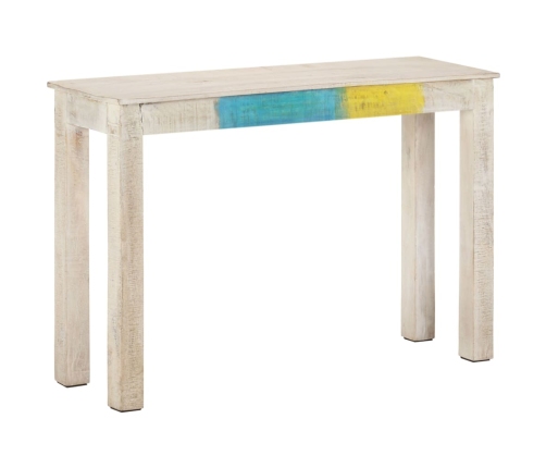 Mesa consola de madera de mango rugosa blanca 115x35x77 cm