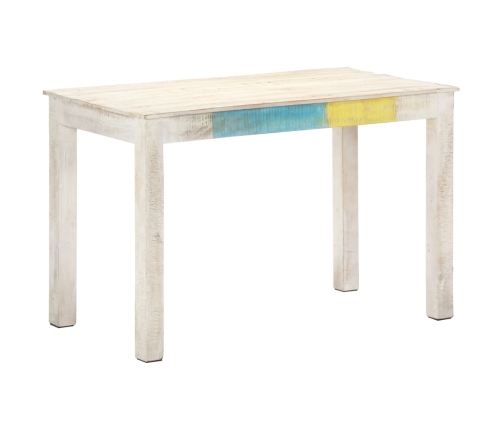 Mesa de comedor madera maciza de mango blanca 120x60x76 cm