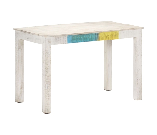 Mesa de comedor madera maciza de mango blanca 120x60x76 cm