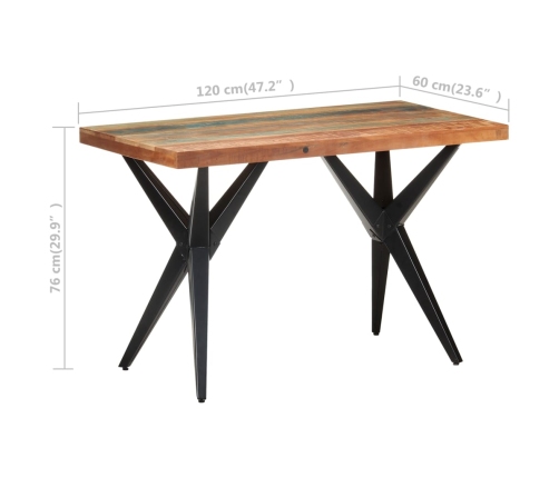 Mesa de comedor madera maciza reciclada 120x60x76 cm