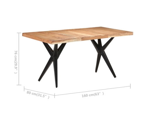 Mesa de comedor de madera maciza de acacia 160x80x76 cm