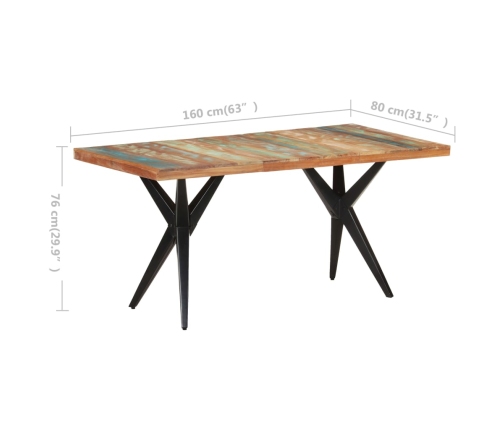 Mesa de comedor de madera maciza reciclada 160x80x76 cm