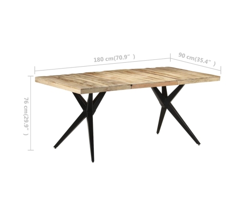 Mesa de comedor madera de mango rugosa 180x90x76 cm