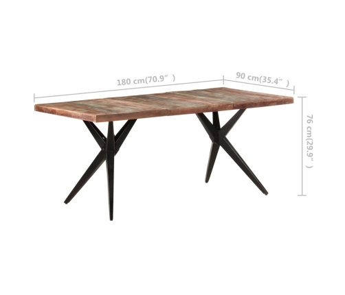 Mesa de comedor de madera maciza reciclada 180x90x76 cm