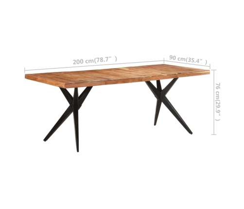 Mesa de comedor madera maciza de acacia 200x90x76 cm