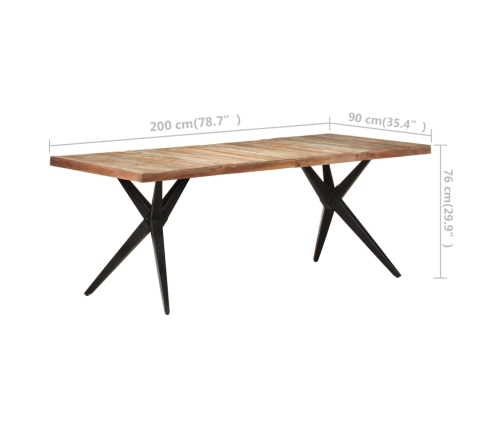 Mesa de comedor de madera maciza reciclada 200x90x76 cm