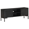 Mueble para TV de madera maciza de mango negro 115x30x46 cm