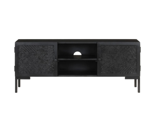 Mueble para TV de madera maciza de mango negro 115x30x46 cm