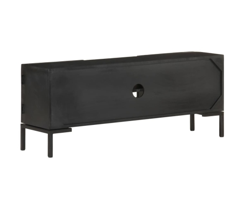 Mueble para TV de madera maciza de mango negro 115x30x46 cm