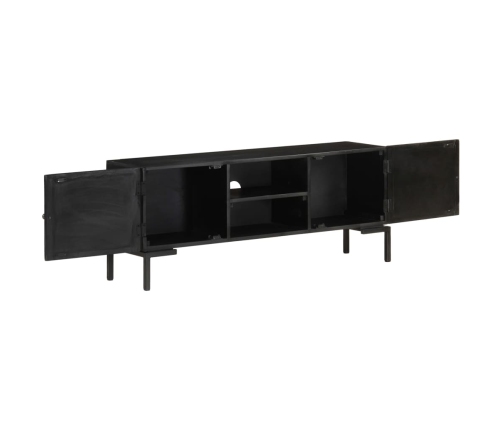 Mueble para TV de madera maciza de mango negro 115x30x46 cm