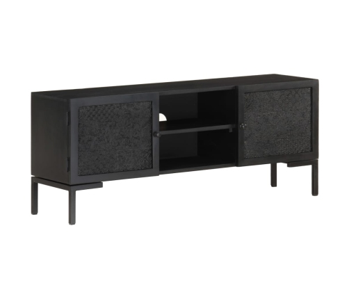 Mueble para TV de madera maciza de mango negro 115x30x46 cm