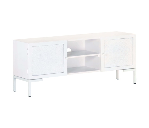 Mueble para TV de madera maciza de mango blanco 115x30x46 cm