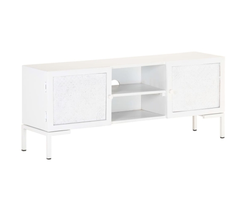 Mueble para TV de madera maciza de mango blanco 115x30x46 cm