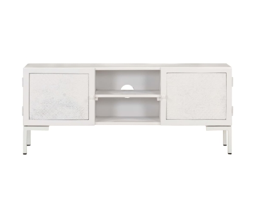 Mueble para TV de madera maciza de mango blanco 115x30x46 cm