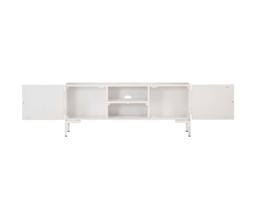 Mueble para TV de madera maciza de mango blanco 115x30x46 cm