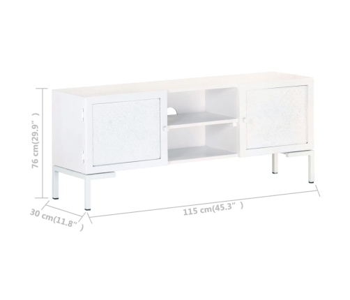 Mueble para TV de madera maciza de mango blanco 115x30x46 cm