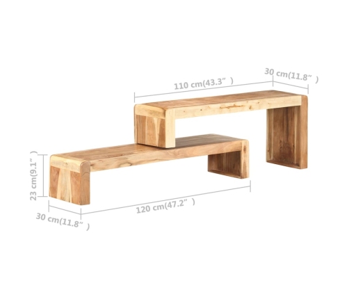 Mueble de TV de 2 piezas de madera maciza de acacia