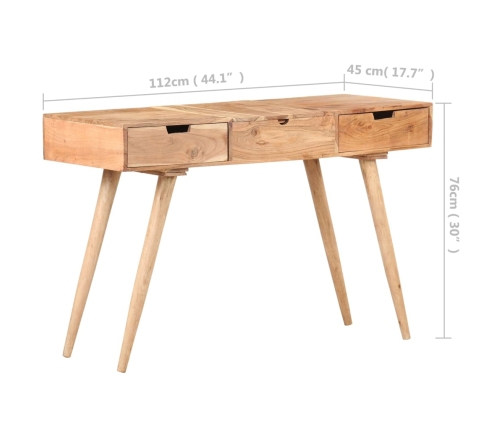 Mesa tocador con espejo madera acacia maciza 112x45x76 cm