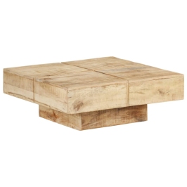 Mesa de centro de madera maciza de mango 80x80x28 cm