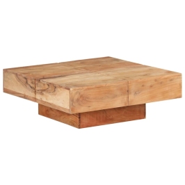 Mesa de centro de madera maciza de acacia 80x80x28 cm