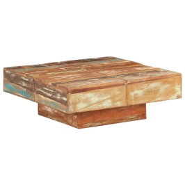 Mesa de centro de madera maciza reciclada 80x80x28 cm