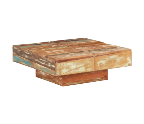 Mesa de centro de madera maciza reciclada 80x80x28 cm