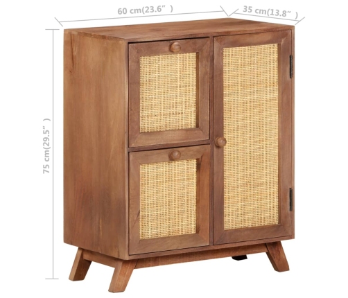 Aparador de madera maciza de mango 60x35x75 cm