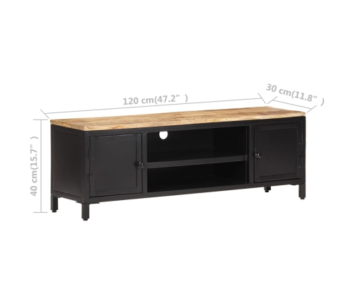 vidaXL Mueble para TV de madera maciza de mango rugosa 120x30x40 cm