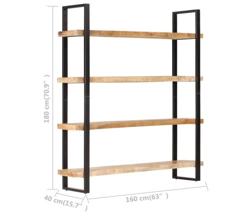 vidaXL Estantería de 4 niveles madera de mango rugosa 160x40x180 cm