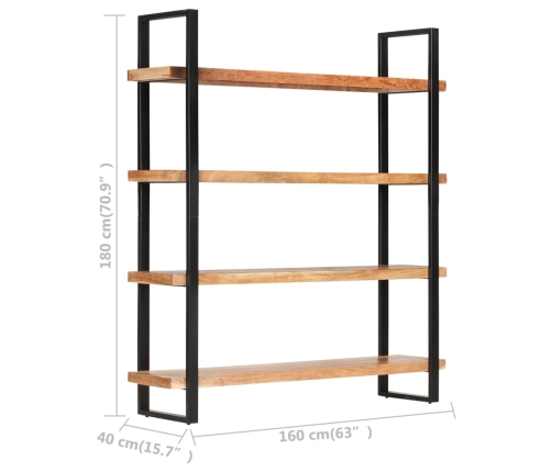 Estantería de 4 niveles madera maciza de acacia 160x40x180 cm