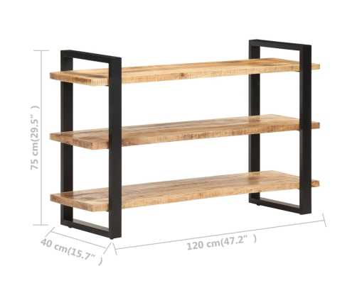 Aparador con 3 estantes madera de mango rugosa 120x40x75 cm