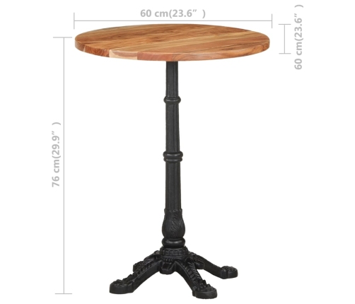 Mesa de bistró madera maciza de acacia Ø60x76 cm