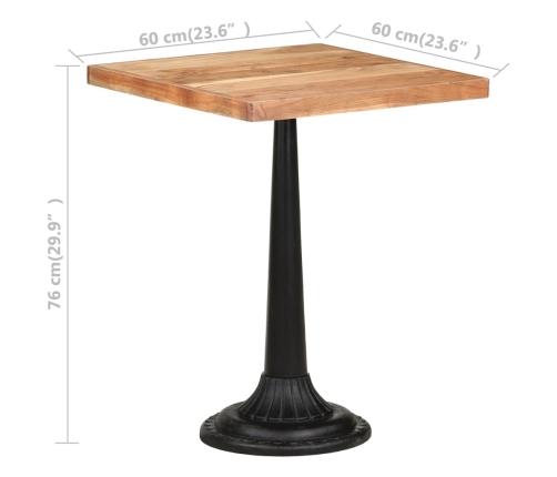 Mesa de bistró madera maciza de acacia 60x60x76 cm