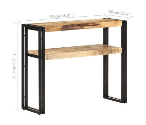 Mesa consola de madera de mango rugosa 90x30x75 cm