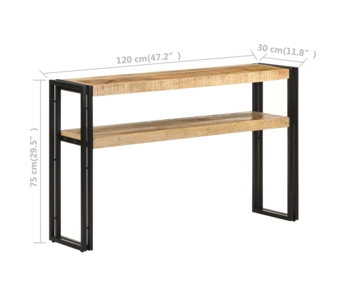 Mesa consola de madera de mango rugosa 120x30x75 cm